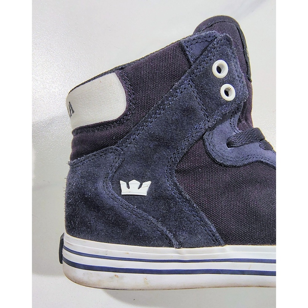 Supra Mens Vaider Skate Shoes Sneakers High Top Navy Suede Canvas 8.5 - Picture 2 of 10